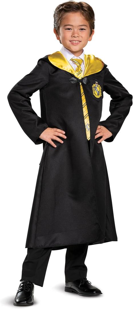 Disguise Harry Potter Hufflepuff Robe, Official Wizarding World Costume Robes, Classic Kids Size Dress Up Accessory, Child Size (7-8) (Black, M)