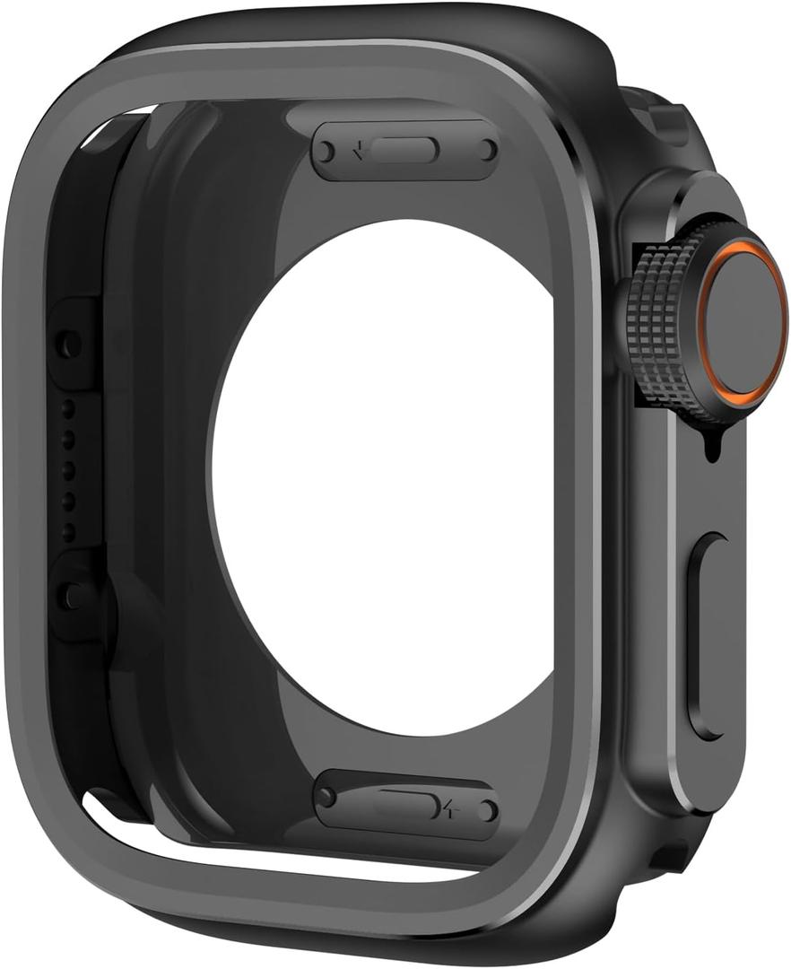 Metal Bumper Case For Apple Watch S10 46mm Protector Frame Cover For iWatch Series 10 9 8 7 6 5 SE Change To Ultra 2 49mm Titanium Watch Cases (Black)
