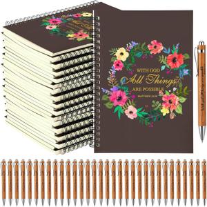 Resurhang 50 Sets Christian Gifts Bulk Prayer Journal with Bible Verse Pen and Inspirational Notepad Church Favor in Bulk for Staff, Teacher, Pastor, Thanksgiving Christmas Family Gifts (5.5 x 8.3 in)