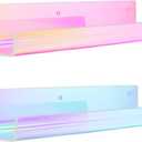 upsimples Acrylic Shelves for Wall Decor, 15" Display Shelf for Perfume, Skincare, Nail Polish, Wall Organizer for Bathroom, Bedroom, Living Room, Playroom, Kids Bookshelf, Iridescent, 2 Pack
