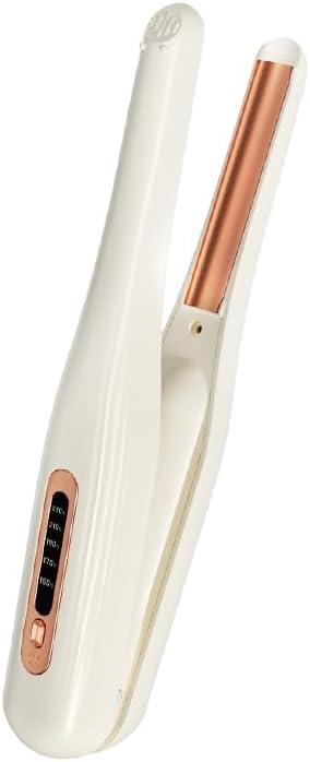 PLUZZ 2-in-1 Wireless Hair Straightening & Curling Iron, Ultra-Light 2 Way Cordless Styler with 200M Negative Ions, Ceramic Arched Plates for Smooth Straight/Curl/Waves, 5 Heat Settings (Beige)