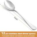 12 Pcs Dinner Spoons Set, Food-Grade Stainless Steel Tablespoons, Durable Metal Table Spoon, Cutlery Soup Spoons Silverware for Home, Kitchen or Restaurant, Mirror Polished, Dishwasher Safe - 7 Inch