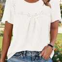 BETTE BOUTIK Women Boho Tops Short Sleeve Summer Flowy Shirts Dressy Casual Loose Trendy Blouses (White, XXXL)