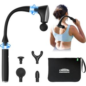 2-in-1 Detachable Muscle Massage Gun Deep Tissue with 20'' Extension Handle, Back and Neck Massager for Pain Relief, Handheld Massager for Shoulder Lower Back Leg Waist, FSA-HSA Eligible (Black)