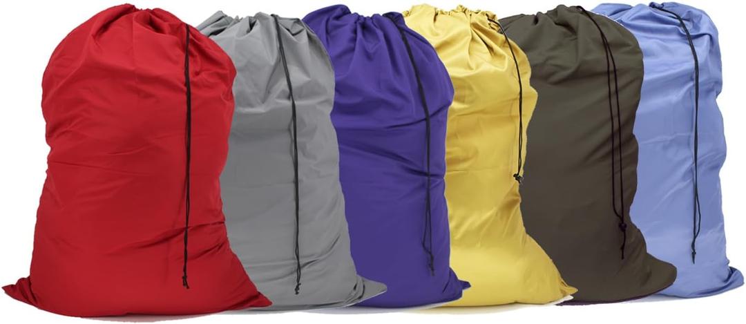 Extra Large Laundry Bag 6 Pack, Varied Colors, Travel Laundry Bags with Drawstring Closure, 30"x40", for college, dorm and apartment dwellers (6PCS) (Mixcolor)