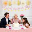 70th Birthday Decorations Set for Women - Queen Crown, Sash, Card, Cake Topper & Candles, Rose Gold Happy Banner with Paper Honeycomb, Poms Fan, Streamers, Gift Kit70 & Fabulous Birthday Celebration
