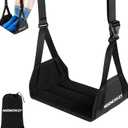Airplane Foot Hammock, No Collapse Foot Rest for Plane Travel with Extended Adjustment Strap, Portable Desk Foot Hammock with Thickened Foam, Foot Sling Travel Essentials to Relax Your Feet (1 Pc Black)