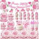 133Pcs Mothers Day Decorations, Happy Mothers Day Party Set with Plates, Napkins, Cups, Tablecloth, Banner, Balloons, Cake Topper, Cupcake Toppers for Mom Birthday Party, Serves 20 Guests