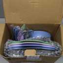 24 Pcs Wheat Straw Dinnerware Cutlery Set for Adult Including Divided Plates Microwave Dishwasher Safe Bowl Unbreakable Tableware Straw Cutlery Spoon Knife Fork(Assorted Color)