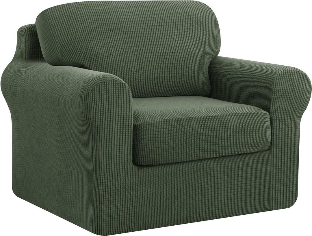 SUBRTEX 3 Pieces Stretch Sofa Slipcover Sets Couch Cover Sets Backrest Cushion Covers Furniture Protector Collection Set for Oversize Sofa Loveseat Chair Slip Covers(Small, Olive Drab)