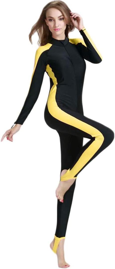 Micosuza Swimsuit for Women Design One Piece Long-Sleeve Surfing Suit (M)