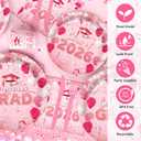 AIBIIN 145pcs Pink Graduation Party Supplies 2026 Graduation Plates and Napkins, Cup, Tablecloth, Tableware, Class of 2026 Congrats Grad Disposable Dinnerware Congrats Grad Decorations Serve 24 Guests