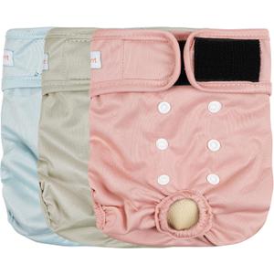 Langsprit Washable Female Dog Diapers (3 Pack) - No Leak Reusable Diapers for Doggy Female in Period - Highly Absorbent Dog Heat Panties with Adjustable Snaps Black M Size (Solid Color-LFH)