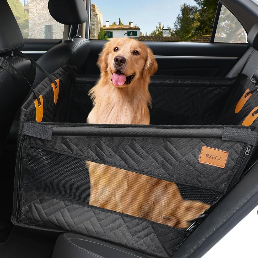Dog Car Seat for Large Sized Dogs,Back Seat Pet Cover for Dogs, Car Backseat Extender for Dogs,Car Hammock for Dogs Back seat,Dog car Safety (Black, Large Size)