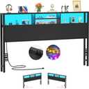 Amazon.com - Aheaplus Headboard for King Size Bed with Storage, Headboards with Outlets, USB Ports and LED Light, King Size Head Board Only, Height Adjustable, Reversible, Sturdy and Stable Headboard, Black