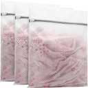 4 x Muchfun 3Pcs Durable Honeycomb Mesh Laundry Bags for Delicates 16 x 20 Inches (3 Large)