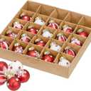 Red Co. Set of 25 Assorted Glittered Glass 1 Round Christmas Tree Mini Ball Ornaments, Red
