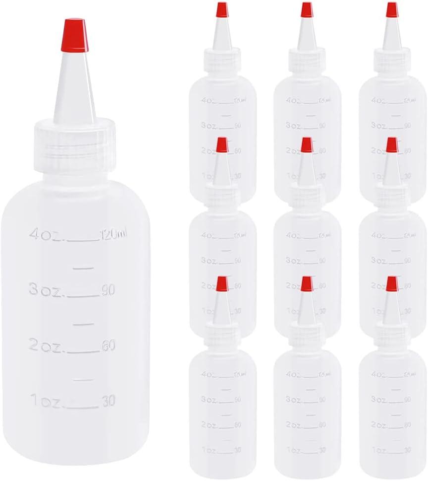 10 Pack 4 Ounce Plastic Squeeze Bottles With Caps Plastic Small Dispensing Bottles Crafts, Art, Glue, Kitchen
