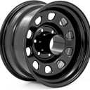 Rough Country Black Steel Wheel - 15x8, 5x4.5 Bolt Pattern, 19mm Offset, 3.30 Bore, Heavy-Duty D-Window Off-Road Rim for Trucks & Jeeps