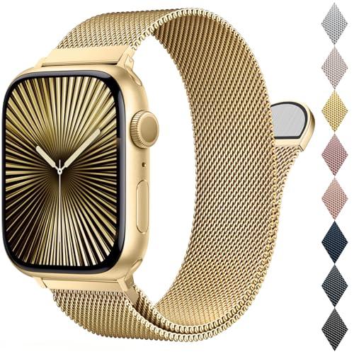 BELONGME Mesh Metal Loop Compatible with Apple Watch Band 40mm 41mm 38mm 42mm Series 11 10 9 8 7 6 5 4 3 2 1, SE 3 2 1 Women Men, Stainless Steel Strap with Magnetic Clasp for iWatch Bands