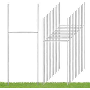 12 Pack Yard Sign Stakes, 17X6 INCH H Frames Metal Stakes for Yard Signs for Ground Outdoor, Yard Sign Holder Stand for Corrugated Plastic Sign, Blank Lawn Sign, Estate Garage Sale