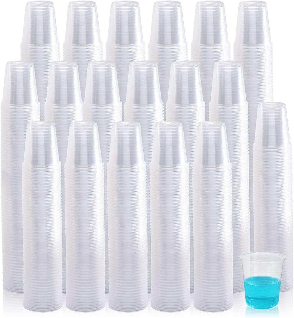 Turbo Bee 1000 Pack 3oz Disposable Plastic Cups,Disposable Mouthwash Cups,3 Ounce Small Clear Tumblers Ideal for Whiskey,Drinking Tasting, Food Sample