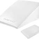 HOMBYS Satin Bed Wedge Pillow Cover Silky & Smooth Wedge Pillowcase 1 Pack 24x24x10.5, Soft & Breathable, Removable & Machine Washable-Zipper Design (Pillow Not Include), (White, 24"x24"x10.5")