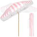 Talltalk 6 ft Outdoor Beach Patio Steering Umbrella with Fringe, Steel Pole, Steel Ribs and Carry Bag Elegant Table UPF 50+ UV Boho Umbrella for Outdoor Picnic Beach Backyard 