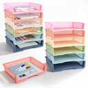Aneco 12 Pack Turn in Trays Classroom Boho Color Stackable Paper Tray Teachers Desk Organizer Bin for Classroom Teachers Organization Office Home Paper Storage,13.4 x 10.2 x 9 Inch