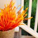 Artificial Fall Fake Outdoor Plants Flowers for Autumn Decoration,10 Bundles Faux Plastic Tall Monkey Grass Greenery UV Resistant Realistic for Home Outside Planter Window Porch Patio Garden (Orange)