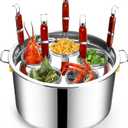 Pasta Cooker Insert Set Stainless Steel Pasta Pot With Strainer Basket Multipots Cooking Tool For Noodles Dumplings Pasta For Home Kitchen Restaurant,5 Holes