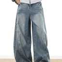 Nutriangee Men's Baggy Wide Leg Barrel Jeans Loose Fit Trendy Cutlass Streetwear Y2k Hip Hop Denim Pants (Blue)