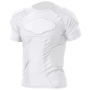 MK MOSSE KARNE Mens Padded Compression Shirt Football Rib Protectors 6-Football Pads Chest Protector Padded Shirt Protective Gear for Football Baseball Basketball, L, White