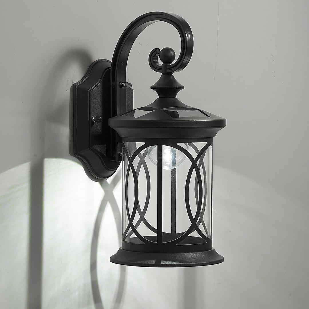 Solar Wall Lights Outdoor, Solar Dusk to Bawn Lights with LED Light Source, Waterproof Porch Lights Outdoor for Front Yards, Backyards, Porch, Garages, HS165S-1