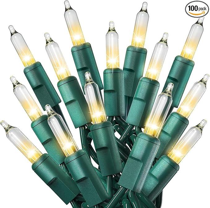 PREXTEX 100 Count Clear Christmas Lights  20 ft Ultra Bright String Lights with Green Wire for Indoor and Outdoor Use, Christmas Trees, Holidays, Patios and Garden