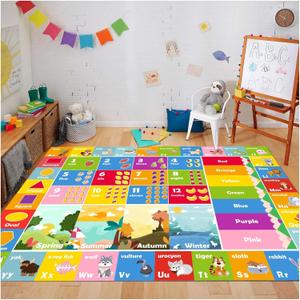 ABC Rug, Play Mat for Playroom ABC Educational Area Rug for Playroom Classroom Elementary Preschool Rugs wtih Numbers Animals (3'11'' x 5'11'' (Rectangular))