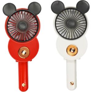 LACOVIA Cute Mouse Misting Mini Fan, Handheld Portable USB Rechargeable Fan with 3 Adjustable Speeds, Foldable For Travelling(Red&White)