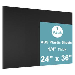 Black ABS Plastic Sheet 24" x 36" x 1/4" Thick Black Rigid Thermoplastic Sheet (Upgrade Surface) 6MM Flexible High Tensile ABS Moldable Plastic Panel for Crafts, DIY, Signs