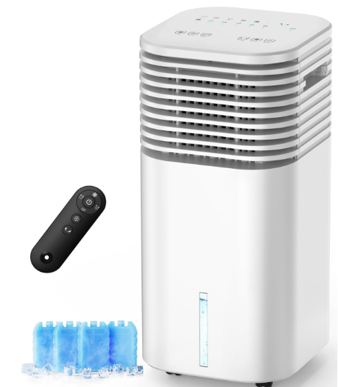 FANCOLE Windowless Portable Air Conditioners with 4Modes & 3Speeds, 15H Timer for Smart Autooff, 2Gal Tank for 20H Cooling, Evaporative Air Cooler 17 FT Remote, 120° Swing Swamp Cooler No Hose Needed