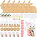 Reallnaive 49 Pcs Baby Shower Prizes for Game Players 6 Set Cheese Board Fork Knives Coasters Towel Leaves Branches Thanks Card and Gift Bag for Baby Showers Wedding Bridal Shower Party(Easter)