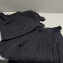 Womens 2 Piece Outfits 2026 Short Sleeve Crewneck Knit Tops And Pleated Mini Skirt Two Piece Sets (Large, Black)