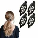2 x Flat Hair Clips for Women - Large Flat Hair Claw Clips and Duckbill Hair Clip for Thick or Thin Hair - No Slip Strong Hold Hair Accessories for Daily (4Pack, Black) (Style 2 - Black)