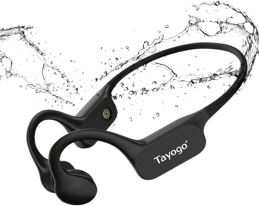 Tayogo Swimming Headphones, Bone Conduction Swimming Earphones, Waterproof Earbuds, Bluetooth 5.4, 32GB of MP3 (Darkblack)