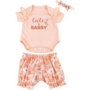 Aori Lifelike Baby Dolls Clothes 20 Inch Pink Shirt and Floral Pants Set for 17-20 in Realistic Reborn Girl Doll (Orange)