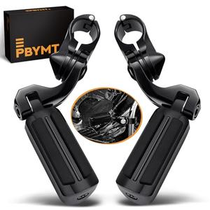 PBYMT Highway Pegs Short Angled 304 Stainless Steel, Highway Footpegs Footrest Fit For 1''&1.25''(25/32mm) Crash Bars Compatible with Harley Davidson Touring Black