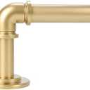 OLV Gold Industrial Curtain Rods for Windows 66 to 120 Inch(5.5 to 10 Feet), 1 Inch Diameter Blackout Wrap Around Adjustable Heavy Duty Window Drapery Rods, Indoor and Outdoor