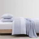 Tommy Hilfiger - Twin Comforter Set, Super Soft Bedding with Matching Sham, Breathable Bed Essentials (Modern Stripe White, Twin)