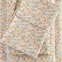 Viviland Floral Queen Sheet Set - 4 Piece Vintage Light Orange Flower Patterned Bed Sheets - Soft, Breathable Microfiber Sheets with Deep Pocket, Non-Slip Fitted Sheets & Pillowcases