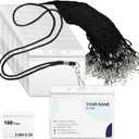 Marspark 100 Sets Lanyards with ID Badges Bulk, Clear Plastic Horizontal Name Tags Badge ID Card Holders, Flat Neck Lanyards with Swivel Hook for Adults Staff Teacher School Office Supplies(Black)