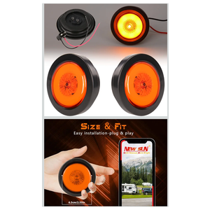 NEW SUN 2-Pack 2.5 Inch Round Amber LED Trailer Marker Lights - IP67 Waterproof, Halo & Neon Design with Soft Rubber Grommet Flush Mount for Utility Trailer, Truck, Camper, RV, Boat